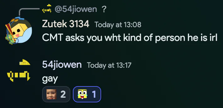 [image of an irl friend saying “gay”]