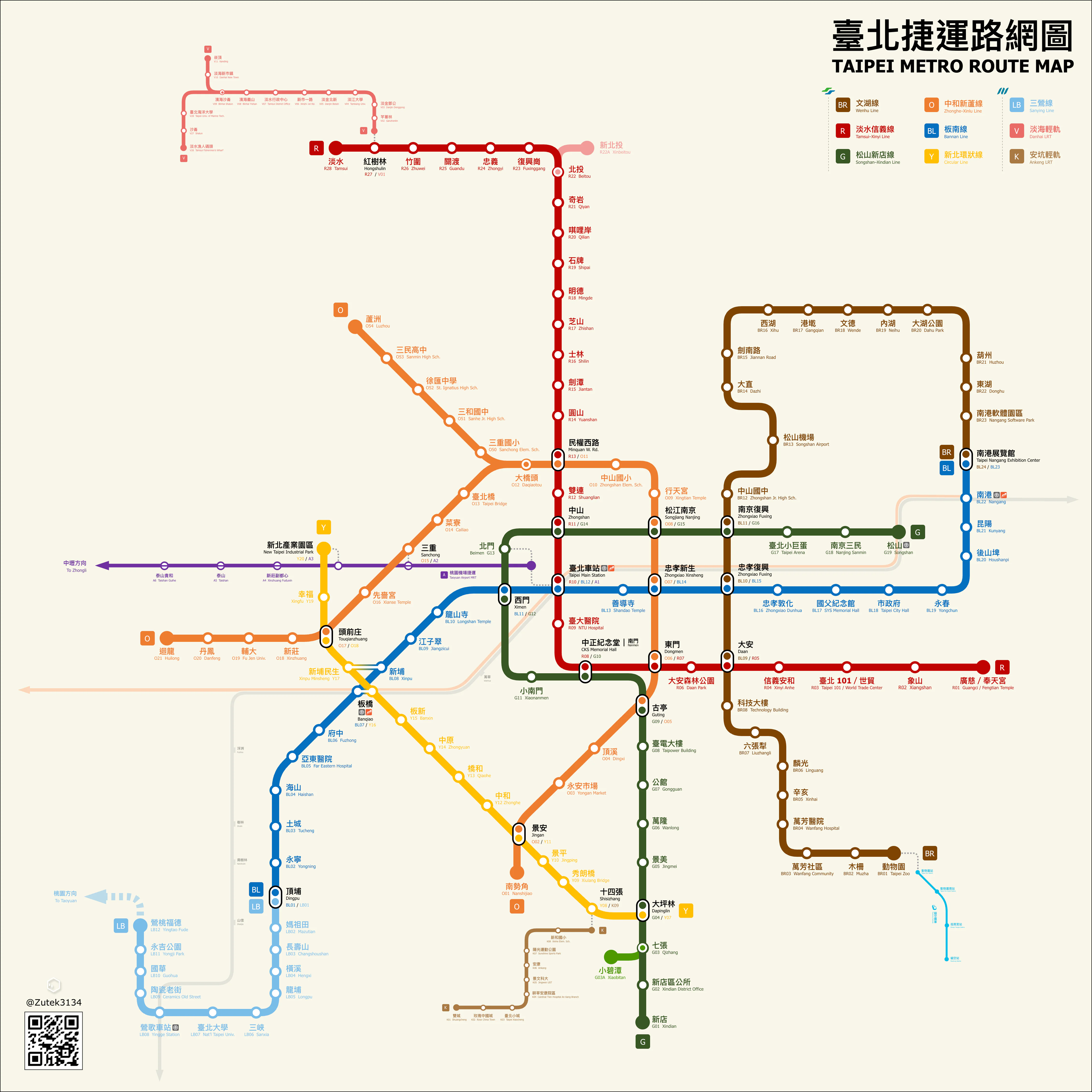 臺北捷運路網圖（115-1 版）